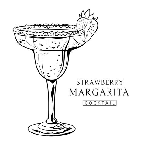 Berry Cocktail, Strawberry Margarita, Margarita Cocktail, Tamarindo, Photo Reference, Ink Art, Blackwork, Vector Art, Photo Art