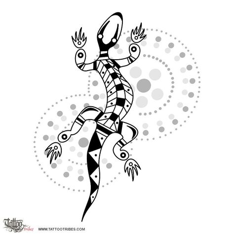 Gecko Tattoo Design, Polynesian Tattoo Design, Sign Design Ideas, Aboriginal Tattoo, Gecko Tattoo, Australia Tattoo, Aboriginal Art Symbols, Lizard Tattoo, Tiki Tattoo