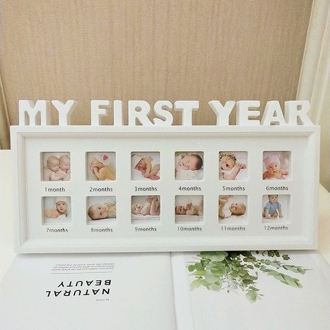 Picture Frame Template, One Year Pictures, 12 Month Photos, Baby 12 Months, Baby Picture Frames, Baby Photo Frames, Monthly Pictures, Monthly Baby Photos, First Year Photos