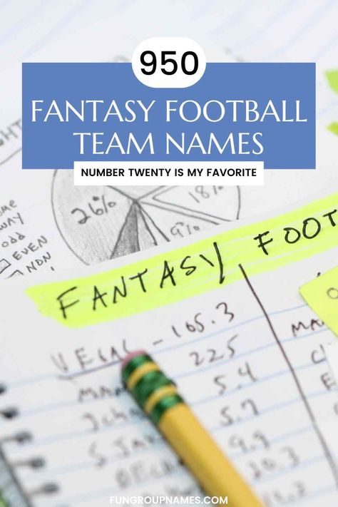 Discover the perfect fantasy football team name with our guide featuring over 950 creative ideas, categorized for easy browsing. Cheap Jersey With Team Name For Fans, Sports Top With Team Name For Football Season, Fantasy Hockey Team Names, Fantasy Football Team Names, Fantasy Team Names, Fantasy Football Names, Football Team Names, Football Names, Fantasy League