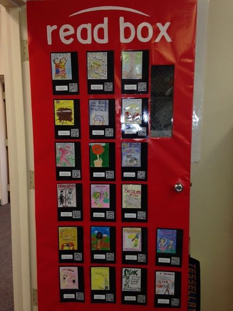 Our classroom "Read Box"- We created digital reports in the Educreations app then converted the reports to a QR code. Students can scan the code and watch the book review. Interactive, creative, engaging! www.lynchwps.blogspot.com Classroom Door Decorating, Summer Door Decorations, Read Box, Book Character Day, School Door Decorations, Door Decorating Contest, Inspiring Books, Teacher Doors, School Doors