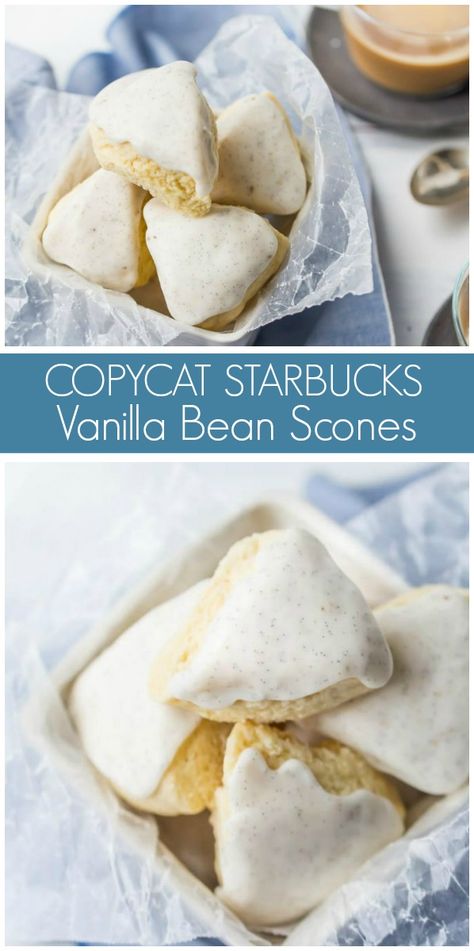 Tea Party Scone Recipes, Mini Vanilla Scones, Starbucks Petite Vanilla Scones Recipe, Starbucks Vanilla Bean Scones Recipe, Petite Vanilla Bean Scones, Tea Scones Recipe Easy, Starbucks Vanilla Scones Recipe, Vanilla Bean Muffins, Starbucks Scones Recipe Copycat