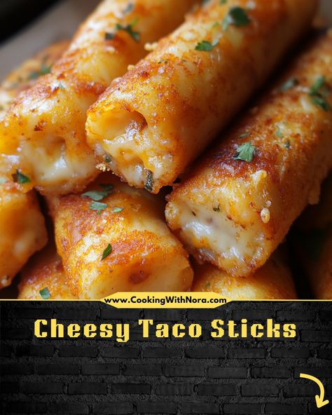 Golden, cheesy, and packed with taco flavor – these Cheesy Taco Sticks are the snack you didn’t know you needed! 🌮🧀✨ Recipe: Ingredients: 1 lb ground beef 1 packet taco seasoning mix 1 can refrigerated pizza dough 1 cup shredded cheddar cheese 1 cup shredded mozzarella cheese 1 egg, beaten (for egg wash) Fresh cilantro or parsley, chopped (for garnish) Salsa or sour cream, for dipping Directions: Preheat oven to 400°F (200°C). Line a baking sheet with parchment paper. In a skillet, cook groun... Cheesy Taco Sticks, Taco Sticks, Taco Seasoning Mix, Refrigerated Pizza Dough, Shredded Cheddar Cheese, Recipe Ingredients, Egg Wash, Shredded Mozzarella, Fresh Cilantro