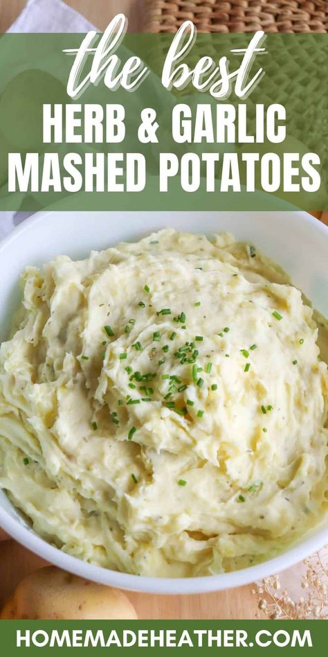 Herb And Garlic Mashed Potatoes, Ina Garten Garlic Mashed Potatoes, Garlic And Chive Mashed Potatoes, Garlic Mash Potatoes Recipe, Garlic Chive Mashed Potatoes, Silky Mashed Potatoes, Savory Mashed Potatoes, Rosemary Garlic Mashed Potatoes, Seasoned Mashed Potatoes