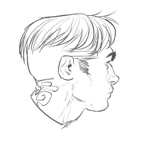 Side Angle Face Drawing, How To Draw Faces From Different Angles, Men Side Profile Drawing Reference, Drawing Profile Faces, Side Drawing Reference, Side Face Reference, Side Profiles Drawings, Side Profile Art Reference, Side View Character