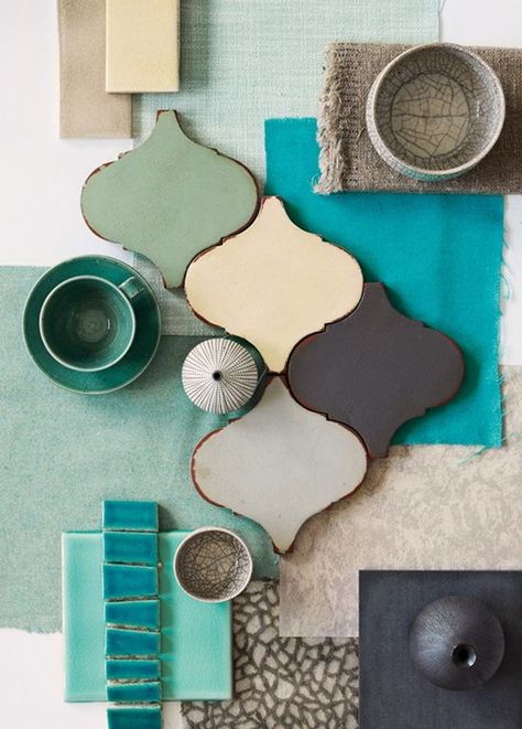 teal and charcole | Good colour scheme. charcoal, aqua, sage, ... | Patterns and colors... Distressed Furniture Painting, Hallway Colours, Best Color Schemes, Mediterranean Decor, Painted Walls, Blue Colour Palette, Design Hotel, Cool Ideas, The Design Files