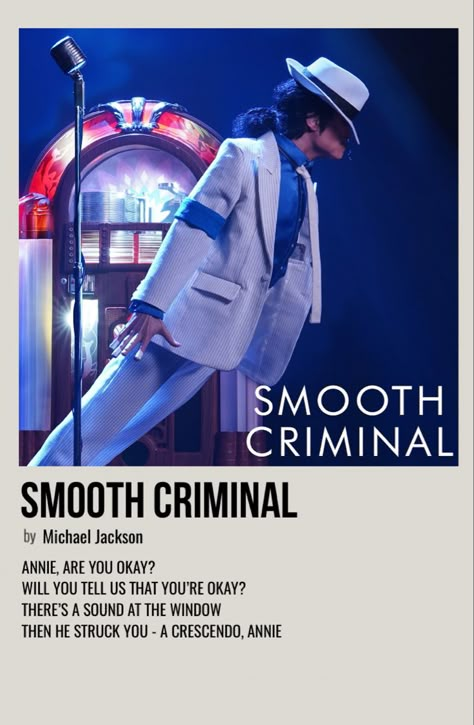 minimal polaroid song poster for smooth criminal by michael jackson Poster Prints Michael Jackson, Give Into Me Michael Jackson, Michael Jackson Posters, Song Posters Aesthetic, Michael Jackson Album Covers, Michael Jackson Cover, Michael Jackson Songs, Thriller Michael Jackson, Songs Poster