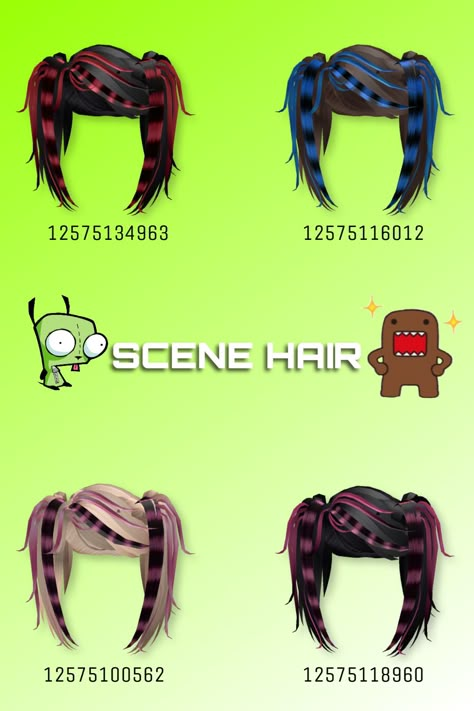 Roblox Rainbow Hair Codes, Scene Outfit Codes Berry Ave, Roblox Ids Hair, Berry Hair Codes, Roblox Scene Codes, Scene Raccoon Hair, Scene Berry Avenue Codes, Gyaru Roblox Avatar Code, Scene Roblox Avatar Codes