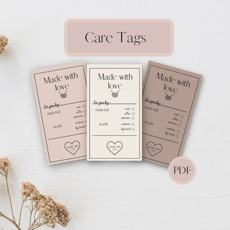 Printable Care Tags for Knitting, Crochet & DIY

Easily create your own personalized care tags for your handmade projects. Perfect for knitters, crocheters, and DIYers! #knitting #crochet #diy #sewing . #Create_A_Banner #Small_Business_Cards #Crochet_Business #Candle_Business Crochet Packaging Ideas Printable Labels, Custom Hard Hats, Create A Banner, Small Business Cards, Crochet Business, Candle Business, Tag Print, Packaging Ideas, Printable Tags