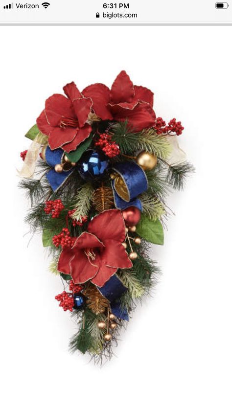 Teardrop Wreath, Amaryllis Flowers, Seasonal Displays, Red Ornaments, Pine Branch, Big Lots, Winter Wonder, Pine Needles, Holiday Wreaths