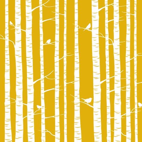 ink & spindle birches. I have this fabric on a cushion, in red - also have a small amount sitting waiting for another use... Birch Tree Wallpaper, Nature Party, Birch Forest, Tree Graphic, Aspen Trees, Trendy Tree, Birch Trees, Tree Wallpaper, Tree Silhouette