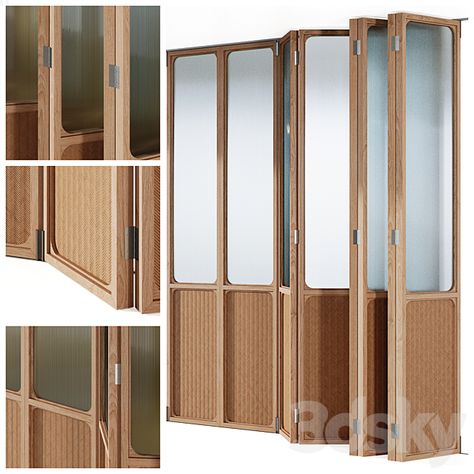 Sliding doors | Folding partition | 01 - Doors - 3D Models Folding Room Partition, Sliding Folding Partition, Japanese Partition, Sliding Folding Door, Folding Wardrobe, Folding Partition, Partition Door, Sliding Folding Doors, Fire House