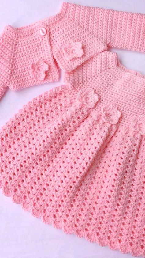 Crochet Baby Shrug, Crochet Girls Dress Pattern, Crochet Baby Dress Free Pattern, Vestidos Bebe Crochet, Frocks For Babies, Crochet Baby Girl Dress, Crochet Baby Dress Pattern, Baby Frock Pattern