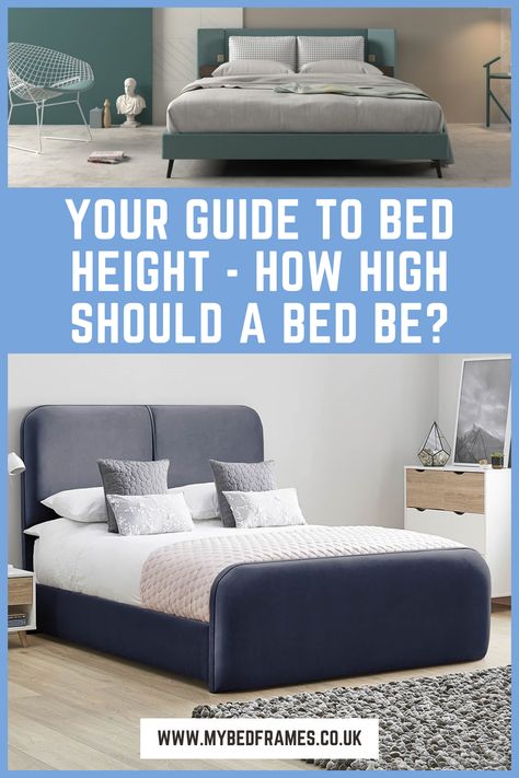 Bed height is often a thought that many don’t consider when buying a bed frame or mattress. But you might be surprised to learn that bed height can have quite a significant impact on your health and overall wellbeing. The combined height of the bed frame and mattress should be taken into account when shopping. The height you choose will play a key role in the look and feel of your bedroom. In this guide, we will aim to answer some common questions surrounding bed heights. Bed Height Standard, High Profile Bed, Tall Beds, Low Height Bed, High Bed Frame, Bed Height, Low Bed Frame, High Bed, Tall Bed