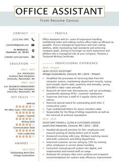 Career Objective Examples, Office Assistant Resume, Office Manager Resume, Professional Resume Examples, Administrative Assistant Resume, Editable Resume, Office Assistant, Resume Objective, Administrative Assistant