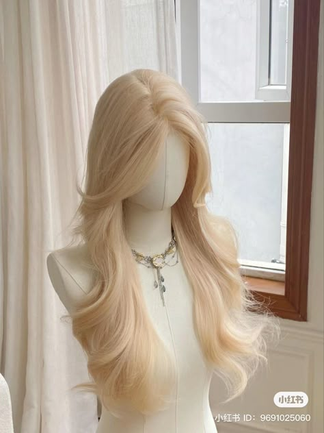 Blonde Hair Claims For Dr, Blonde Wig Aesthetic, Wenlcv Hair, Angelic Hairstyles, Angel Hairstyles, Hair With Crown, Aesthetic Wigs, Elegant Long Hair, Angelic Hair