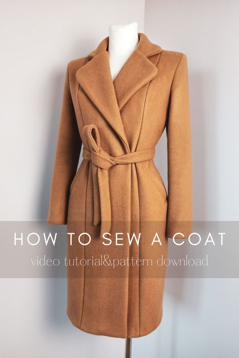 Create your own winter coat with my new coat sewing pattern! ✂️ Wrap Coat Pattern, Trench Coat Pattern, Coat Sewing Pattern, Sewing Coat, Coat Sewing, Wool Wrap Coat, Coat Pattern Sewing, Coat Classic, Fitted Coat