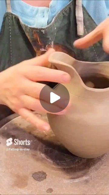 Daria Paik on Instagram: "How to make a fancy Spout for pitcher!

#ceramic #clay#pitcher #throwing #Handbuilding 
Falling-in-clay 
YouTube" Throwing A Pitcher On The Wheel, Ceramic Pitcher Ideas, Clay Hacks, Clay Pitcher, Pitcher Ceramic, Beginner Pottery, Pottery Videos, Jug Vase, Hand Built Pottery