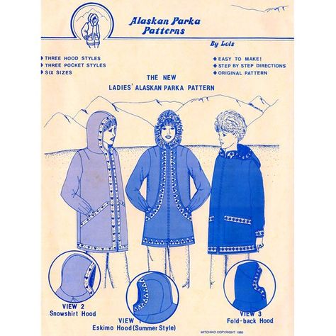 101 Ladies Alaskan Parka Pattern Parka Pattern, Aboriginal Clothing, Sewing Coat, Viking Sewing Machine, Alaska Fashion, Circular Knitting Machine, Mittens Pattern, Embroidery Patterns Free, Women's Hats