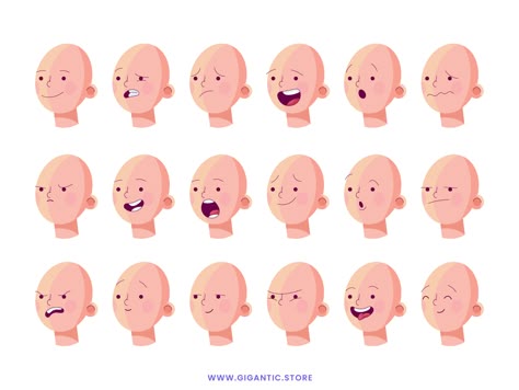 Face Expressions Illustration, Facial Expressions Illustration, Character Design Emotions, Qatar Illustration, Character Design Animation Illustration, Character Flat Design, Emotion Faces, Vector Character Design, Simple Character