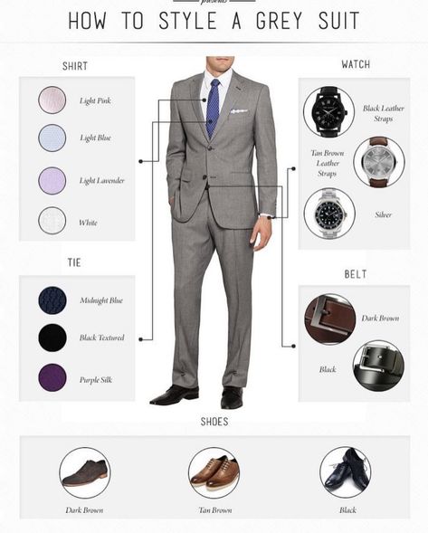 How To Style A Suit, Dressing Sense For Men, Suit With Suspenders, Grey Pants Outfit, Suit Guide, Mens Wardrobe Essentials, Grey Suit Men, Men's Business Suits, Light Grey Suits