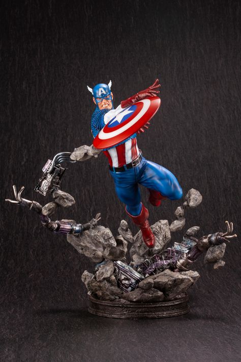 Pre-order Kotobukiya Marvel Captain America Fine Art Statue Pre-orders Shield Poses, Throwing Pose, Deadpool Statue, Captain America Statue, Captain America 1, Hulk 1, Combat Uniforms, Marvel Figure, Marvel Collectibles