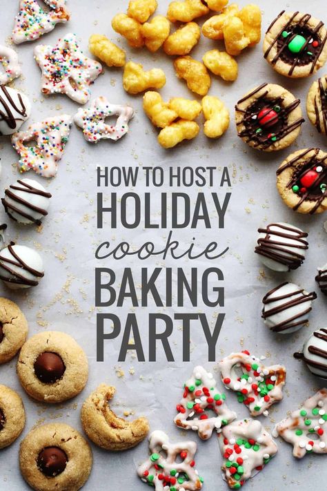 How to host a holiday cookie baking party with lots of tips and free downloadable recipes, shopping lists, and scheduling guides! | pinchofyum.com Cookie Baking Party, Holiday Baking Party, Holiday Cookie Party, Christmas Cookie Party, Cookie Exchange Party, Baking Christmas, Cookie Decorating Party, Christmas Cookie Exchange, Baking Party