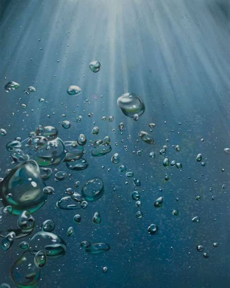 Ocean Bubbles Drawing, Art Painting Realistic, Eric Zener, Underwater Bubbles, Beach Wallpaper Iphone, Painting Realistic, Bubble Drawing, Underwater Painting, Bubble Painting