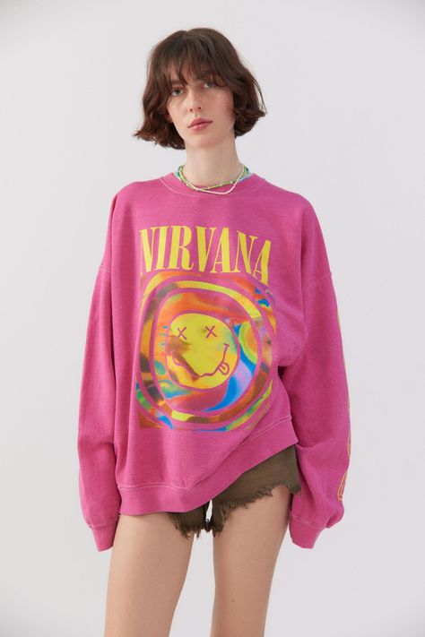 Nirvana Jumper, Pink Nirvana, Nirvana Smile, Nirvana Hoodie, Nirvana Sweatshirt, Obx Dr, Dream Wishlist, Preppy Tops, Random Fashion