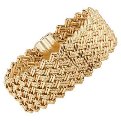 (eBay) Yellow Gold Wide Woven Italian Link Bracelet Gold Bracelets For Men, Yellow Gold Cuff Bracelet, Sapphire Antique Ring, Antique Wedding Bands, Italian Bracelet, Vintage Sapphire Ring, Antique Engagement Rings Vintage, 18k Gold Bracelet, Diamond Engagement Rings Vintage