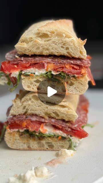 Burrata Sandwich, Bread With Garlic, Tomatoes Burrata, Salami Sandwich, Sliced Tomatoes, Mini Baguette, Small Tomatoes, Garlic Clove, Sliced Tomato