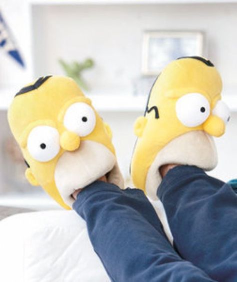 Homer Simpson Plush Slippers Funny Slippers, Plush Slippers, Classic Cartoon Characters, Homer Simpson, Man Character, Santa Baby, Classic Cartoons, The Simpsons, Geek Stuff