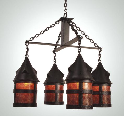 Portland Lantern Series - Rustic Lighting and Fans Rustic Chandeliers, Shaded Chandelier, Black Forest Decor, Cabin Lighting, Rectangle Chandelier, Brown Shade, Candle Style Chandelier, Globe Chandelier, Lodge Style