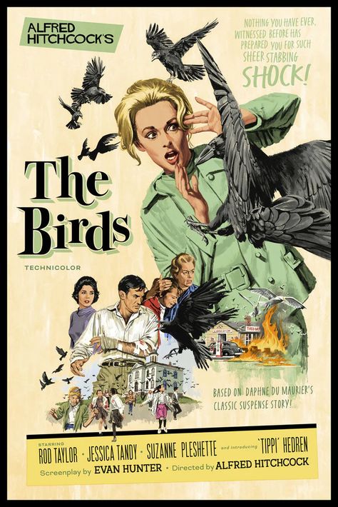 The Birds Movie, Titanic Movie Poster, Attack Movie, Bird Attack, Alfred Hitchcock The Birds, Jessica Tandy, Art Presents, Alfred Hitchcock Movies, Spoke Art