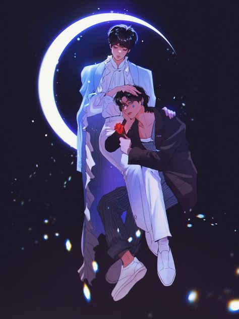 Jin and Taehyung Jin And Taehyung, Taejin Fanart, Bts Illustration, Moon Astronaut, Canon Fanon, Romance Art, Moon Night, Bts Ships, Bts Cute