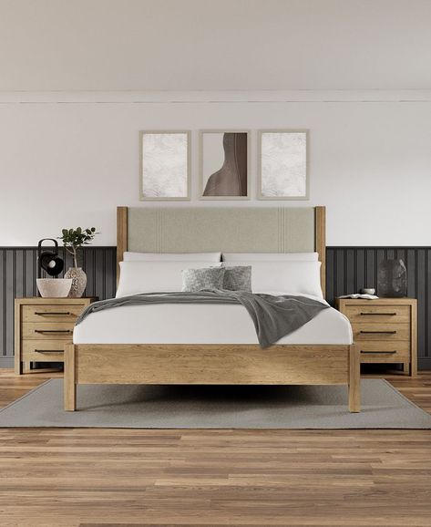 Wood Panel Bed, Pale Oak, Bed Dresser, Three Drawer Nightstand, Console Furniture, Oak Beds, Wood Bedroom Furniture, Oak Bedroom, Sofa Storage