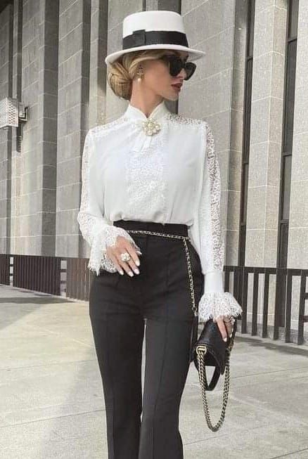 Coco Chanel | Beauty 👑 Sophistication 👑 Class 👑 Chic Outfits Classy, Elegant Outfit Classy, Chanel Beauty, Looks Chic, White Blouse, Elegant Outfit, Work Fashion, Fashion Classy, Coco Chanel