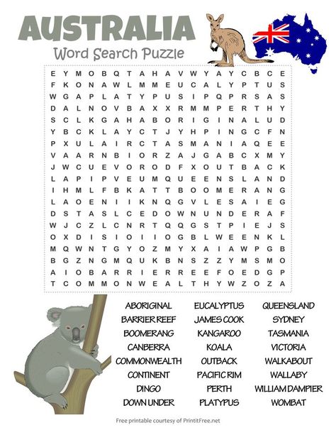 Australia Activities, Australian Activities, Australia Day Activities, Australia Activities For Kids, Australia Colouring Pages, Australia Worksheet, Australia Day Craft Preschool, Australia Word Search, Australia Geography