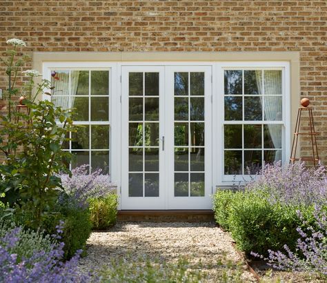 Traditional Georgian Windows for Period-Style New Build - Westbury Windows and Joinery Georgian French Doors, Modern Windows And Doors, Georgian Windows, Georgian Style Homes, French Window, Family Area, Wooden French Doors, Timber Roof, Joinery Design