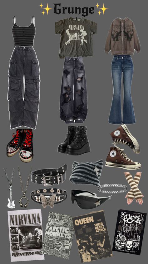 I love this aesthetic frfr #clothes#grunge#emo#aesthetic#cute#outfit#fyp#shirts#pants#acsessories#music#spotify#mcr#nirvana#queen#arcticmonkeys#pintrest#follow Grunge Emo Aesthetic, Clothes Grunge, Emo Aesthetic, Music Spotify, Black Parade, Aesthetic Cute, Old Ones, Cute Outfit, Nirvana