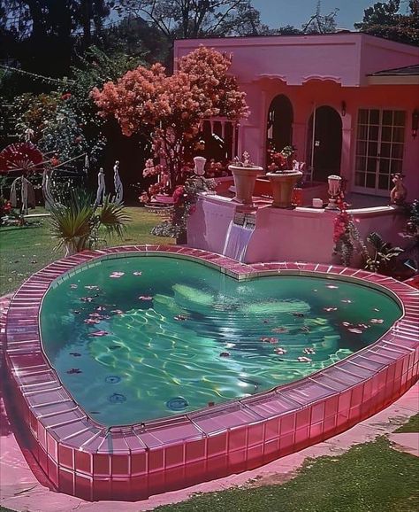 Heart Pool, Dream House Rooms, Fantasy House, Dreamy Room, Cute House, Barbie Dream, Barbie Dream House, Pink Houses, Dream Room Inspiration