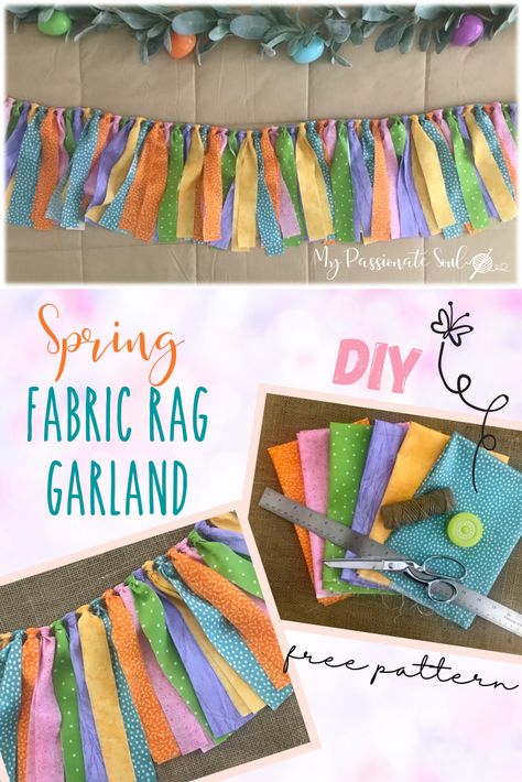 Scrap Fabric Bunting Diy, Diy Fabric Tassel Garland, Material Garland Diy, Fabric Ribbon Garland, Cloth Birthday Banner, Fabric Tie Garland, Fabric Tassel Garland, Rag Garland Diy How To Make, Fabric Banners Ideas