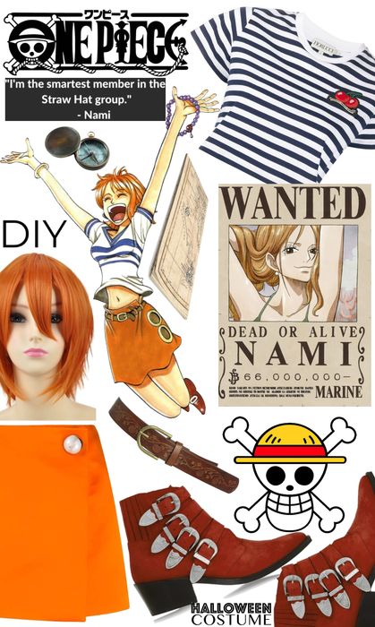 One Piece Nami Outfit, Nami Inspired Outfits, One Piece Inspired Outfits Anime, One Piece Nami Costume, Nami Outfits Inspired, Nami Outfits Style One Piece, Diy Anime Costume, One Piece Inspired Outfits, Nami Costume