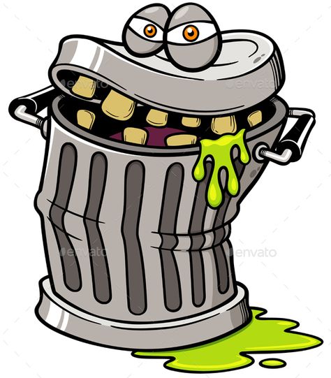 Vector illustration of Cartoon Monster Trash can Angry Cartoon, Cow Vector, Trash Day, Kids Vector, Picture Books Illustration, Cartoon Monsters, Graffiti Characters, Graphic Design Trends, Simple Illustration