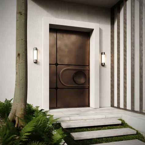 The Copper Crescent Door Metal Front Doors, Copper Door, Materials Board Interior Design, Metal Front Door, Main Entrance Door Design, Main Entrance Door, Luxury Door, Home Door Design, Doors Interior Modern