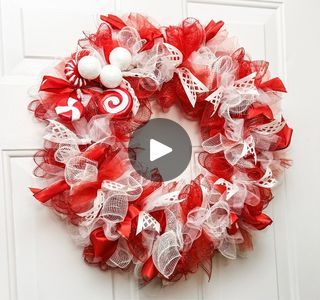 966K views · 17K reactions | Peppermint Wreath DIY | 🤍❤️ Peppermint Wreath DIY ❤️🤍 | By We Craft Around | Facebook Peppermint Wreath, Christmas Yarn Wreaths, Winter Wreath Diy, Burlap Wreath Diy, Deco Mesh Wreaths Diy, Holiday Wreaths Diy, Christmas Wreaths Diy Easy, Deco Mesh Christmas Wreaths, Mesh Wreath Diy