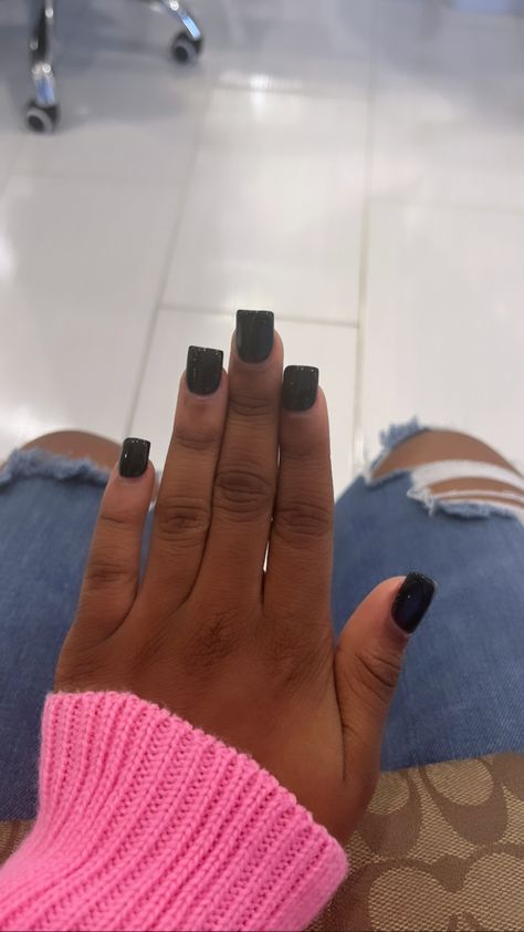 Simple Nails Short Black, All Black Short Nails, Plain Short Acrylic Nails, Plain Short Nails, Short Square Black Nails, Short Plain Nails, Plain Black Nails, Short Black Acrylic Nails, Black Nails Square