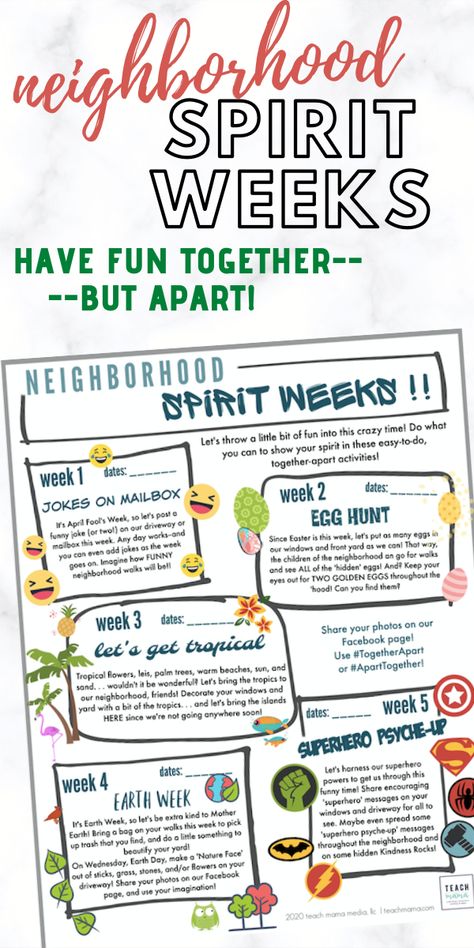 April Spirit Week Ideas, Neighborhood Party Themes, Welcome Committee Ideas, Social Events Ideas, Neighborhood Social Ideas, Neighborhood Crawl Ideas, Spring Community Event Ideas, Neighborhood Social Committee Ideas, Neighborhood Ideas