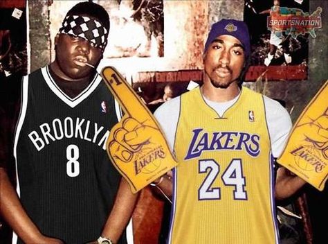 Biggie & Tupac (RIP) Kobe Bryant High School, 2pac And Biggie, Jerry West, Buzz Aldrin, Nba Championships, Biggie Smalls, Basketball Legends, Nba News, Shaquille O'neal