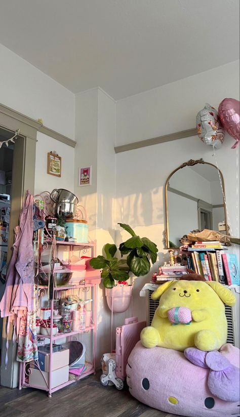 Desired House, Aesthetics Cottagecore, Cozy Kawaii, Kawaii Space, Pink Shelves, Room Decor Inspiration, Shelves For Storage, Pastel Room Decor, Bedroom Ideas Aesthetic